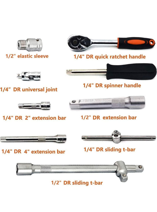 ETLIFE Set di attrezzi per meccanici di auto - Set di chiavi professionali per riparazione. Set di chiavi a cricchetto a testa in lotto (108 PCS Strumento di presa meccanico per auto)