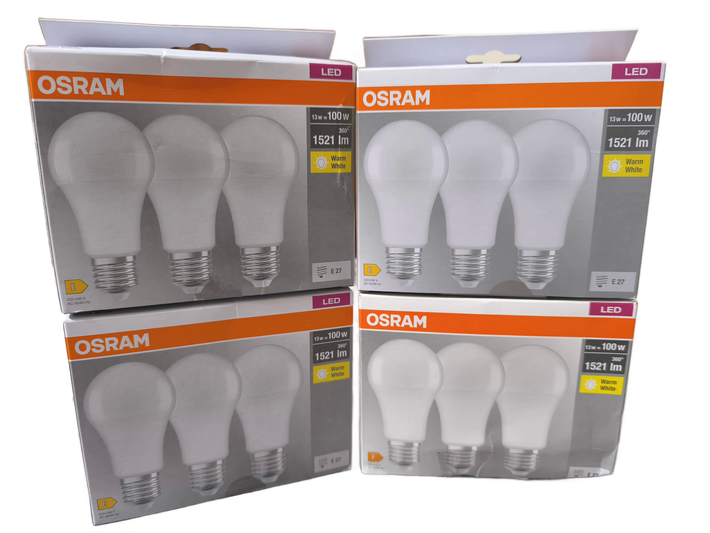 Lampade OSRAM 13 Watt 100 Watt,E27 LUCE CALDA 1521 LUMEN SET 12