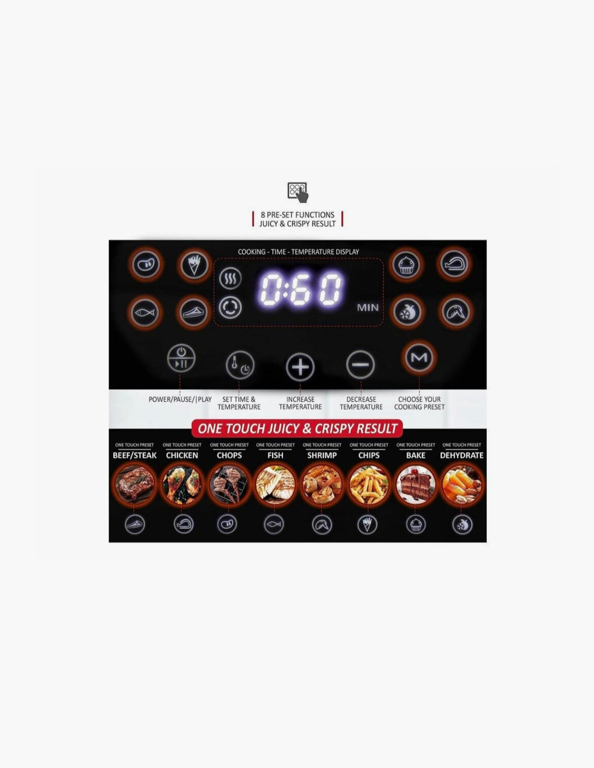 ROYALTY LINE, Friggitrice Digitale ad Aria XL 3,5L 1200W - Cucina Sana con 80% di Grassi in meno, Touch Screen ergonomico, Cestello Antiaderente Removibile, Ideale per Famiglie, Nero