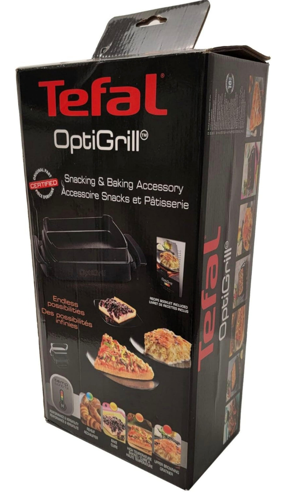Tefal XA7258 Piastra Per Snack e Pasticceria, Accessorio per Griglia OptiGrill, Rivestimento Antiaderente, Lavabile in Lavastoviglie, Capacità 1,6L Per 4 o 6 Persone