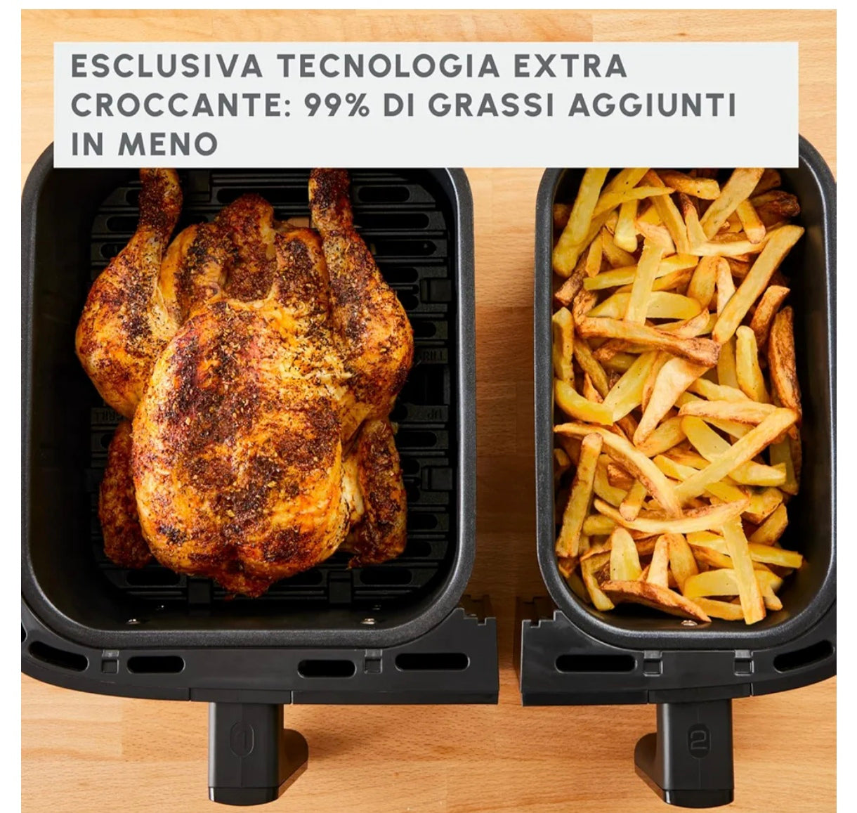Moulinex Dual Easy Fry, Friggitrice Ad Aria Con Doppio Cestello XL, 8.3 Litri, C.