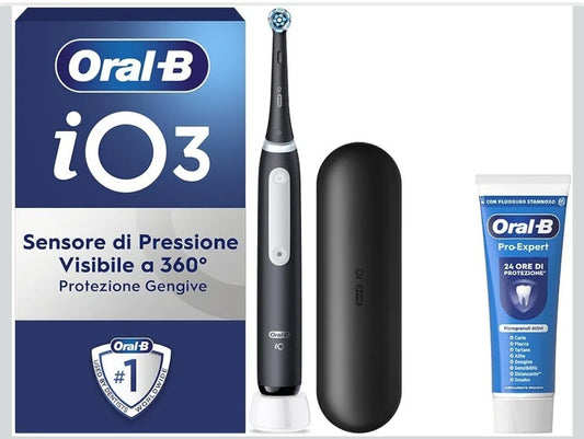 Oral B Spazzolino Elettrico Ricaricabile iO 3 Nero+custodia viaggio+pro Expert .
